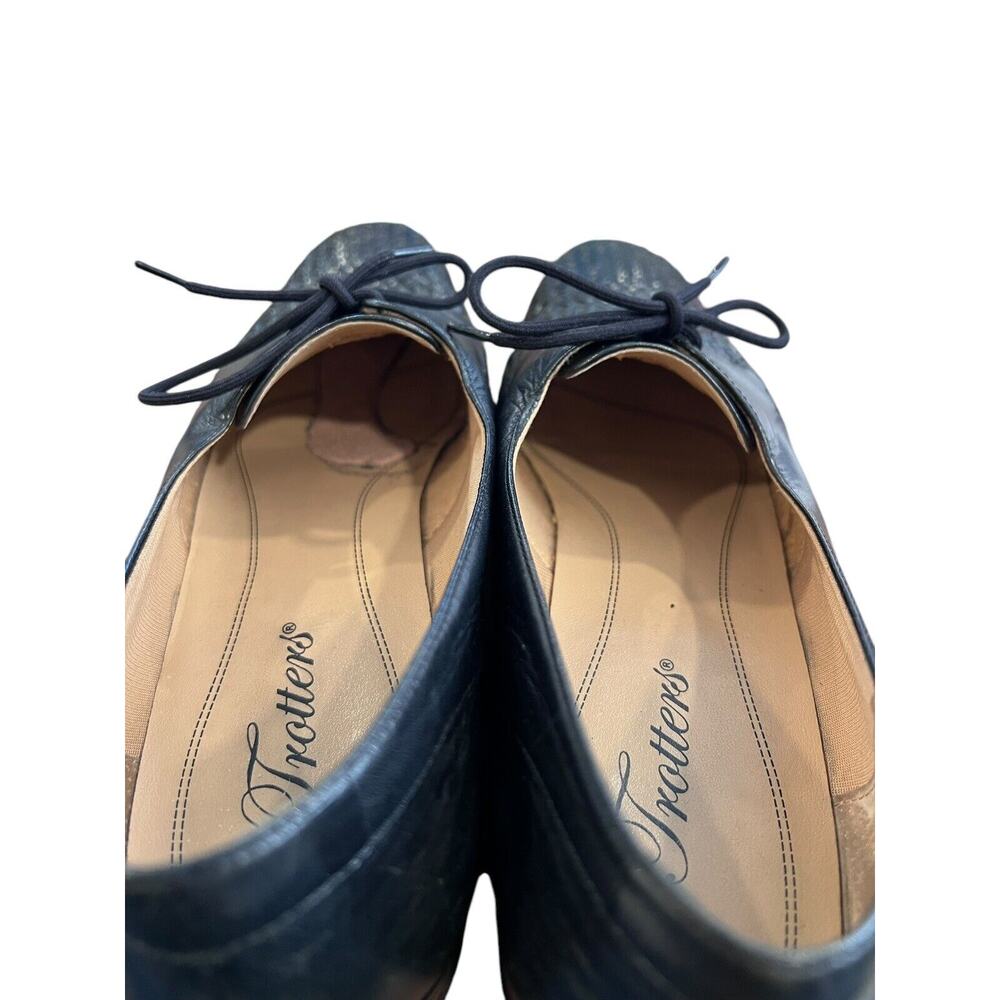 Vintage TROTTERS LILA Woven Leather Black Oxford Shoes Flats 9.5 S (AAA) - Picture 9 of 12